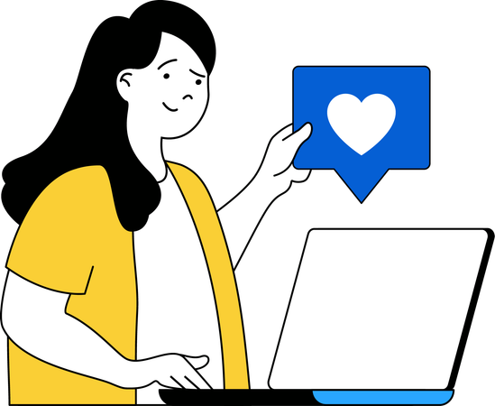 Woman doing online chat  イラスト