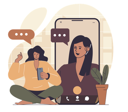 Woman doing online chat  Illustration