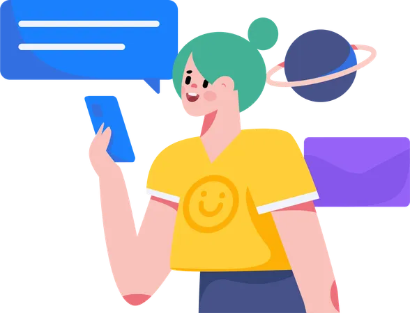 Woman doing online chatting  Illustration