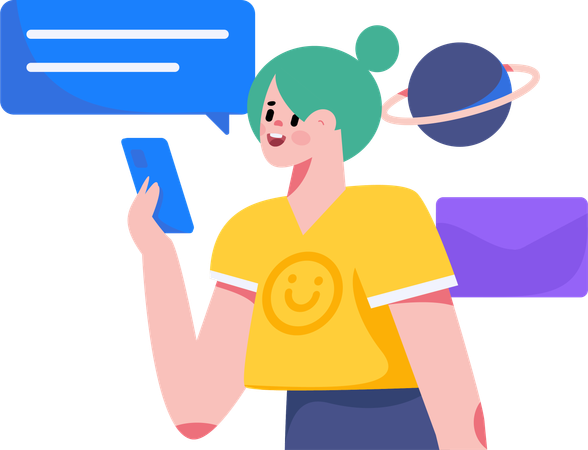 Woman doing online chatting  Illustration