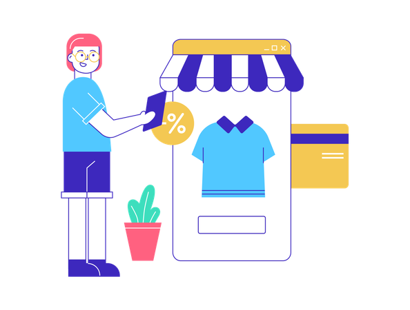 Woman doing online clothes shopping  Illustration