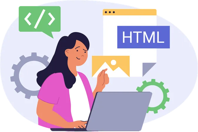 Woman doing online coding  Illustration