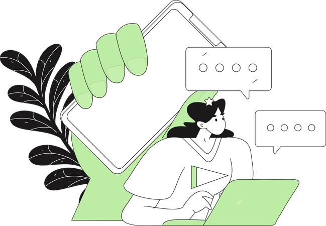 Woman doing online communication  Illustration