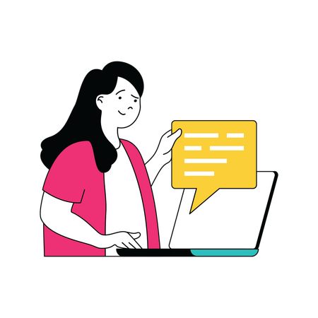 Woman doing online communication  Illustration