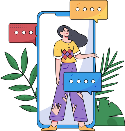 Woman doing online communication  Illustration