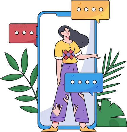 Woman doing online communication  Illustration