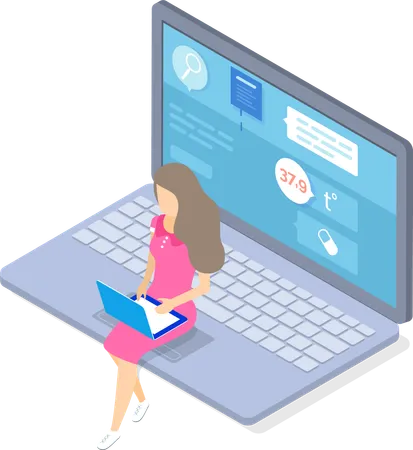 Woman Doing Online Consultation  Illustration