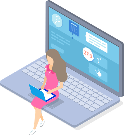 Woman Doing Online Consultation  Illustration