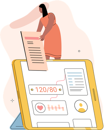 Woman doing online consultation  Illustration