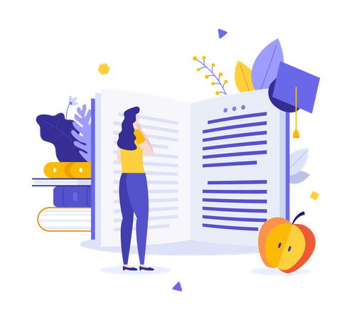 Woman doing online course  イラスト