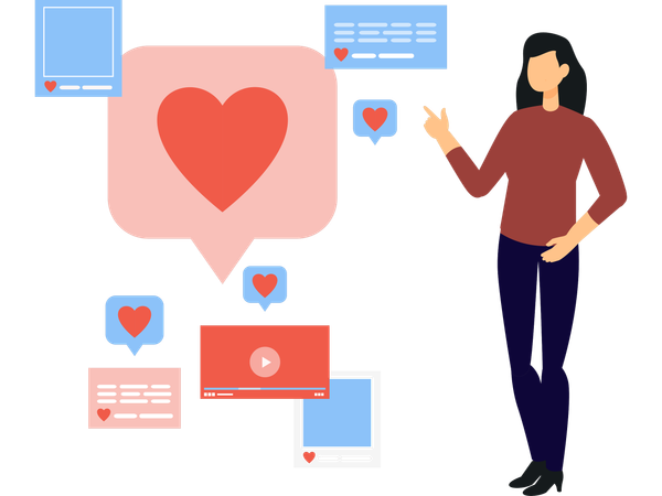 Woman doing Online dating  Illustration