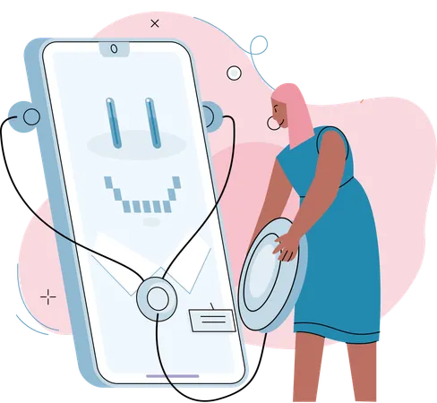 Woman doing online diagnosis  Illustration