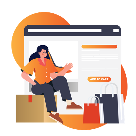 Woman doing Online e-commerce  Illustration