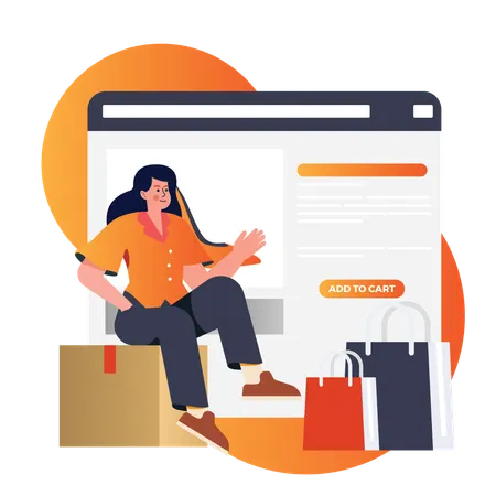Woman doing Online e-commerce  Illustration