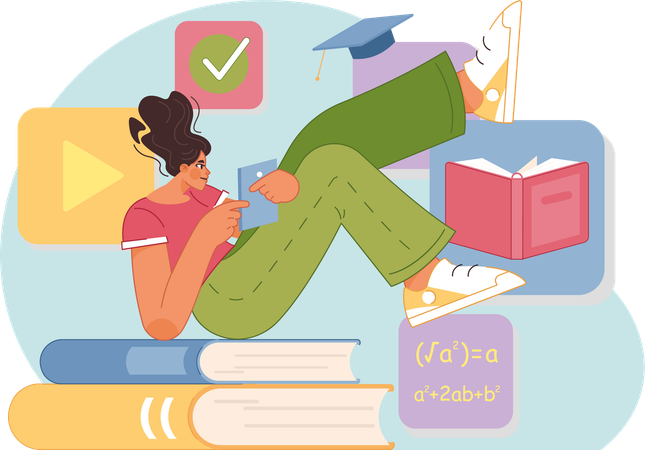 Woman Doing Online education  Illustration