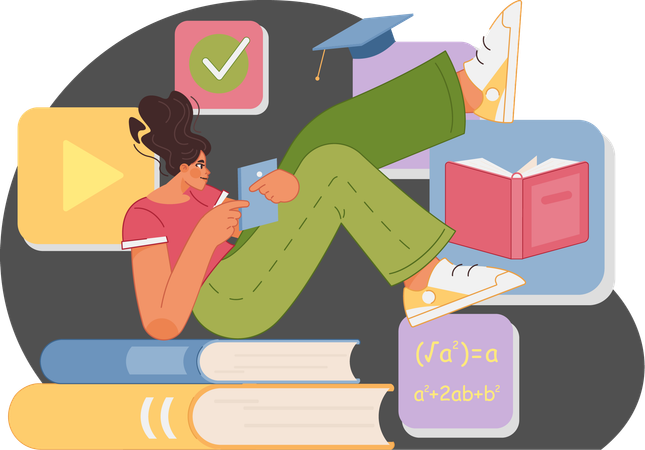 Woman Doing Online education  Illustration