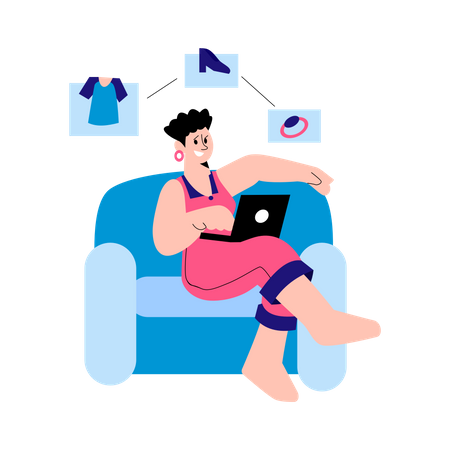 Woman doing online fashion shopping  Illustration