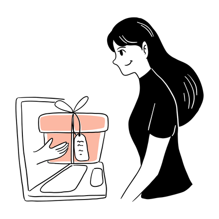 Woman doing online gift shopping  Illustration