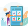 illustrations of grocery delivery app