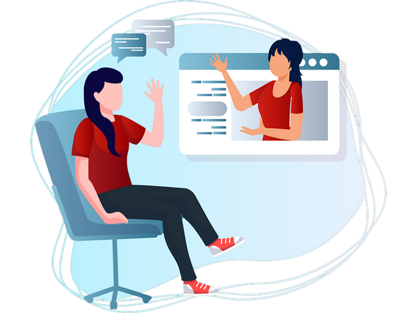 Woman doing online interview  Illustration