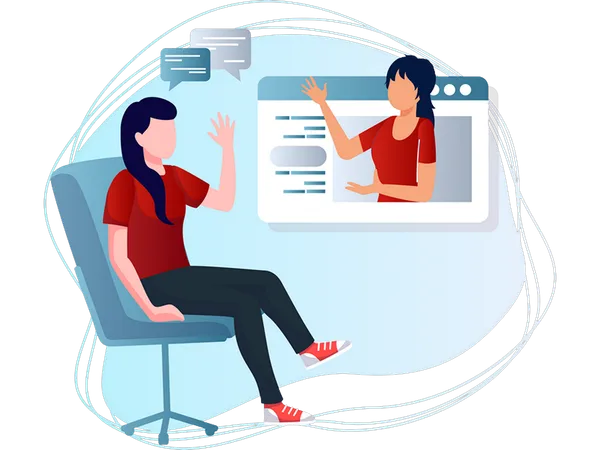 Woman doing online interview  Illustration