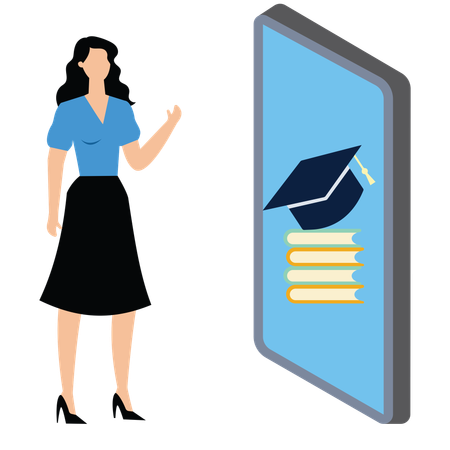 Woman doing online learning  Illustration