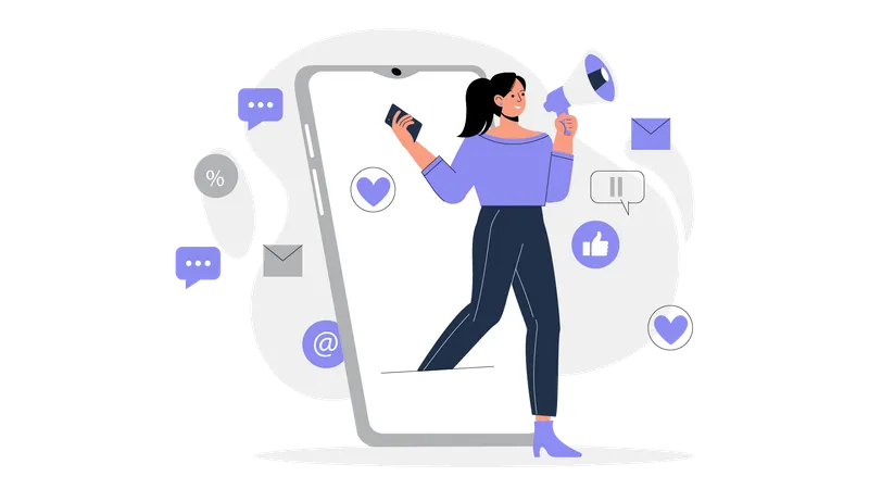 Woman doing online marketing  Illustration