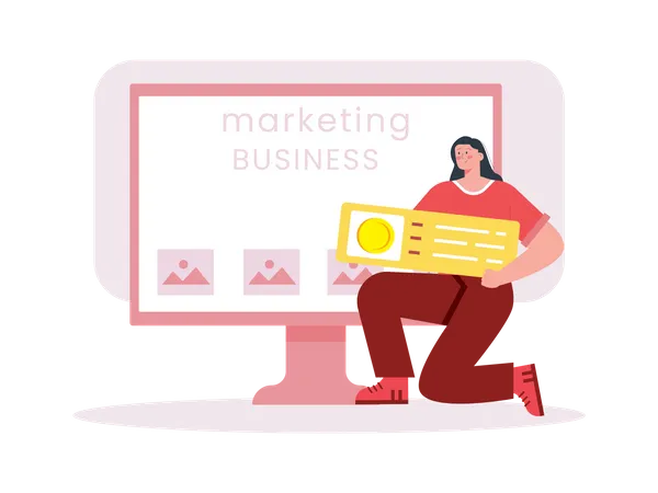 Woman doing online marketing  Illustration