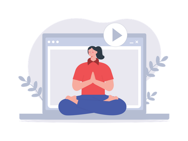 Woman doing online meditation class  Illustration