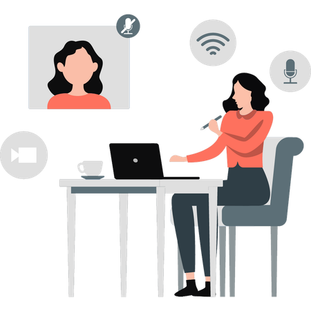 Woman doing Online meeting booked for doctor  Illustration