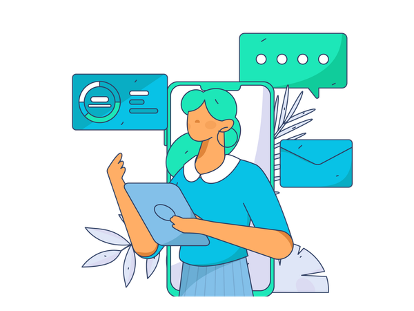 Woman doing online meeting  Illustration