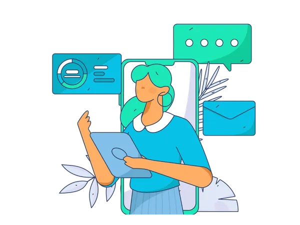 Woman doing online meeting  Illustration