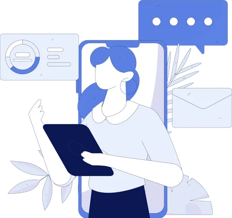 Woman doing online meeting  Illustration