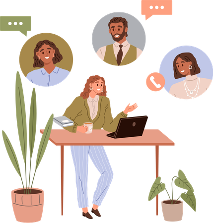 Woman doing online meeting  Illustration