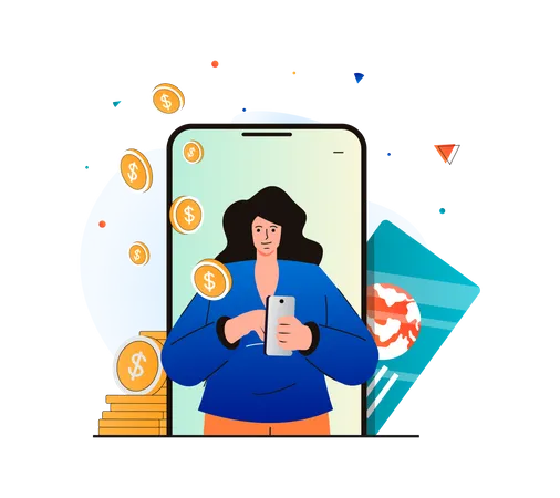 Woman doing online payment  Illustration