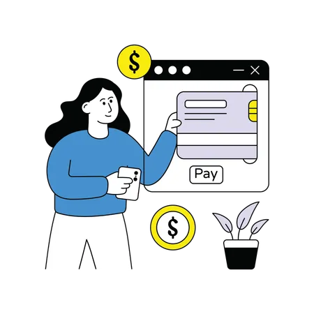 Woman doing Online Payment  Illustration