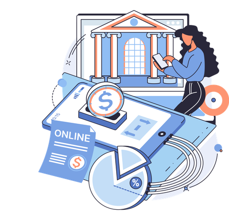 Woman doing online payment  Illustration