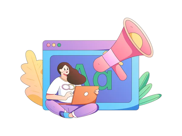 Woman doing online promotion  Illustration