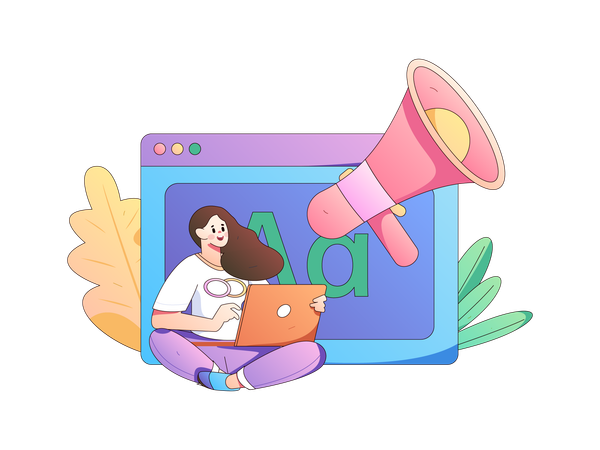 Woman doing online promotion  Illustration