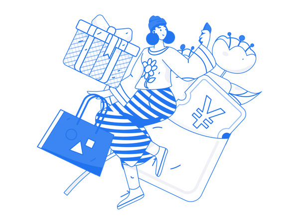 Woman doing online purchase  Illustration