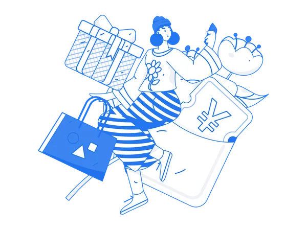 Woman doing online purchase  Illustration