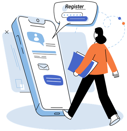 Woman doing online registration  Illustration