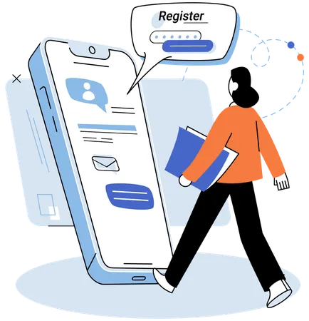 Woman doing online registration  Illustration