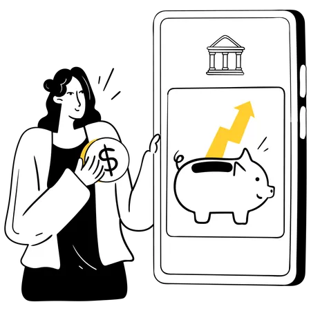 Woman doing online savings  Illustration