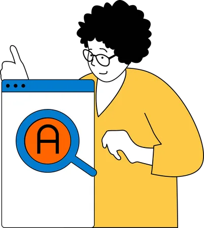 Woman doing online search  Illustration