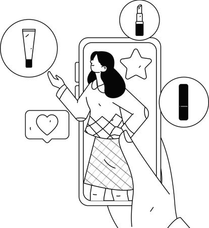 온라인 쇼핑을 하는 여자  일러스트레이션