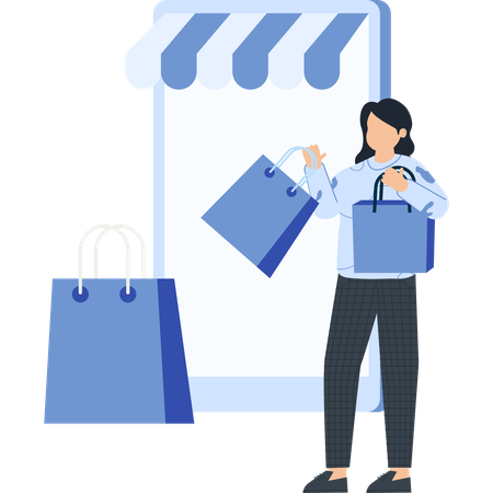 Woman doing online shopping  Illustration