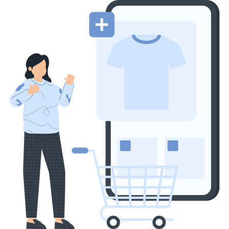 Woman doing online shopping  Illustration