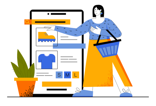 Woman Doing Online Shopping  Illustration