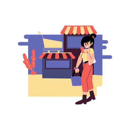 Woman doing online shopping  Illustration